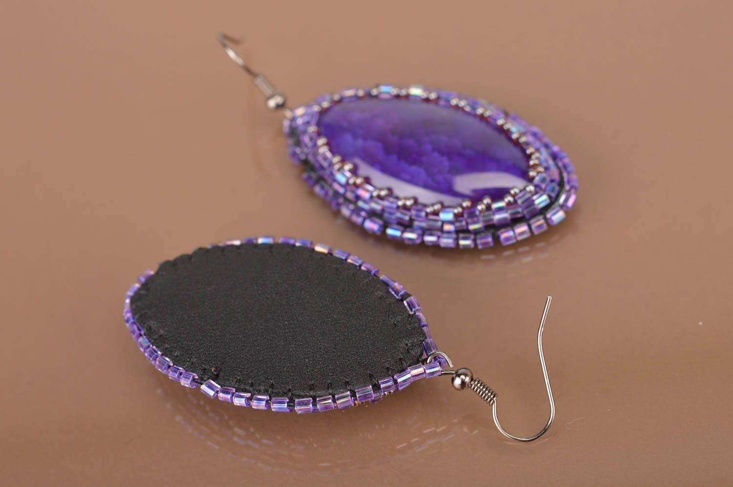 Серьги ручной работы серьги из натуральных камней элитная бижутерия фиолетовые фото 5