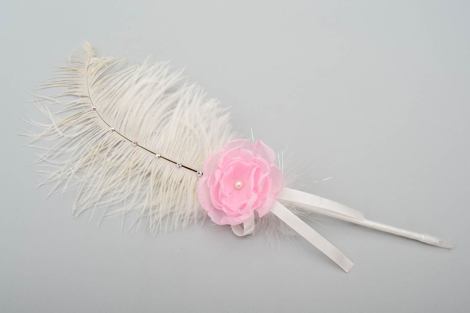 Esfero artesanal con flor rosada accesorio para boda bolígrafo para boda foto 3