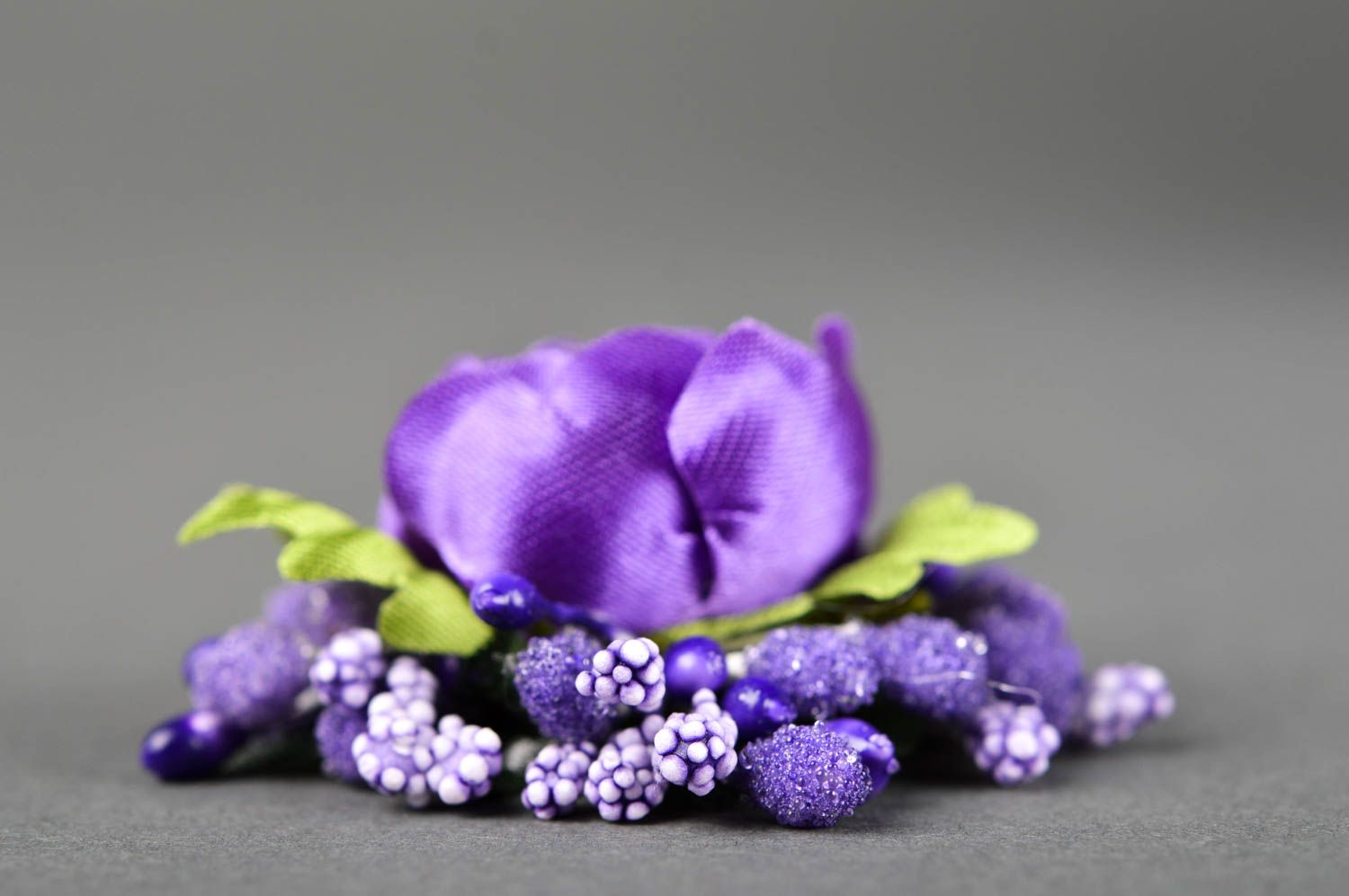 Peigne cheveux fait main Accessoire cheveux fleurs violettes Cadeau femme photo 5
