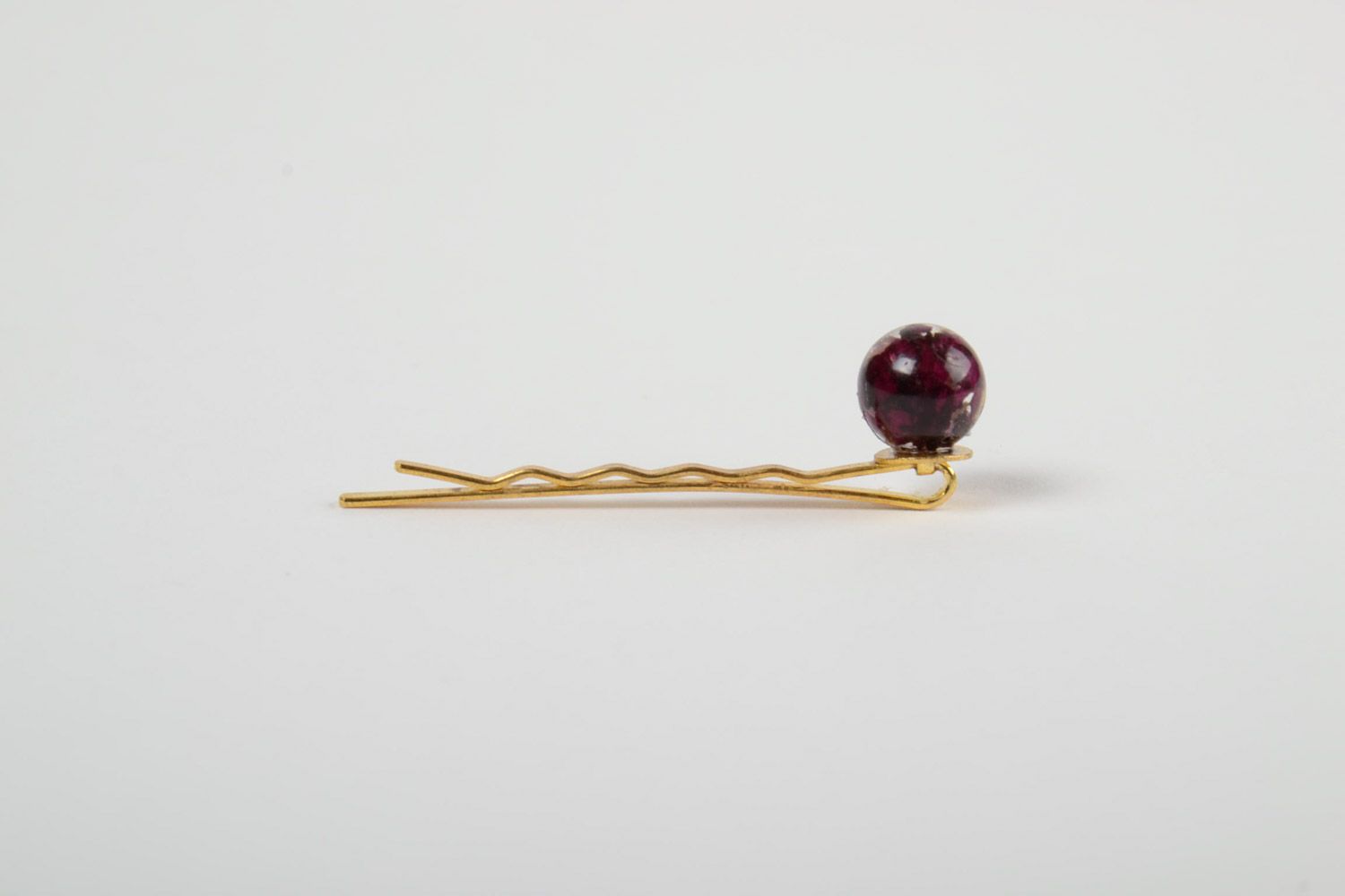 Handmade small bobby pin with real flowers coated with epoxy photo 2
