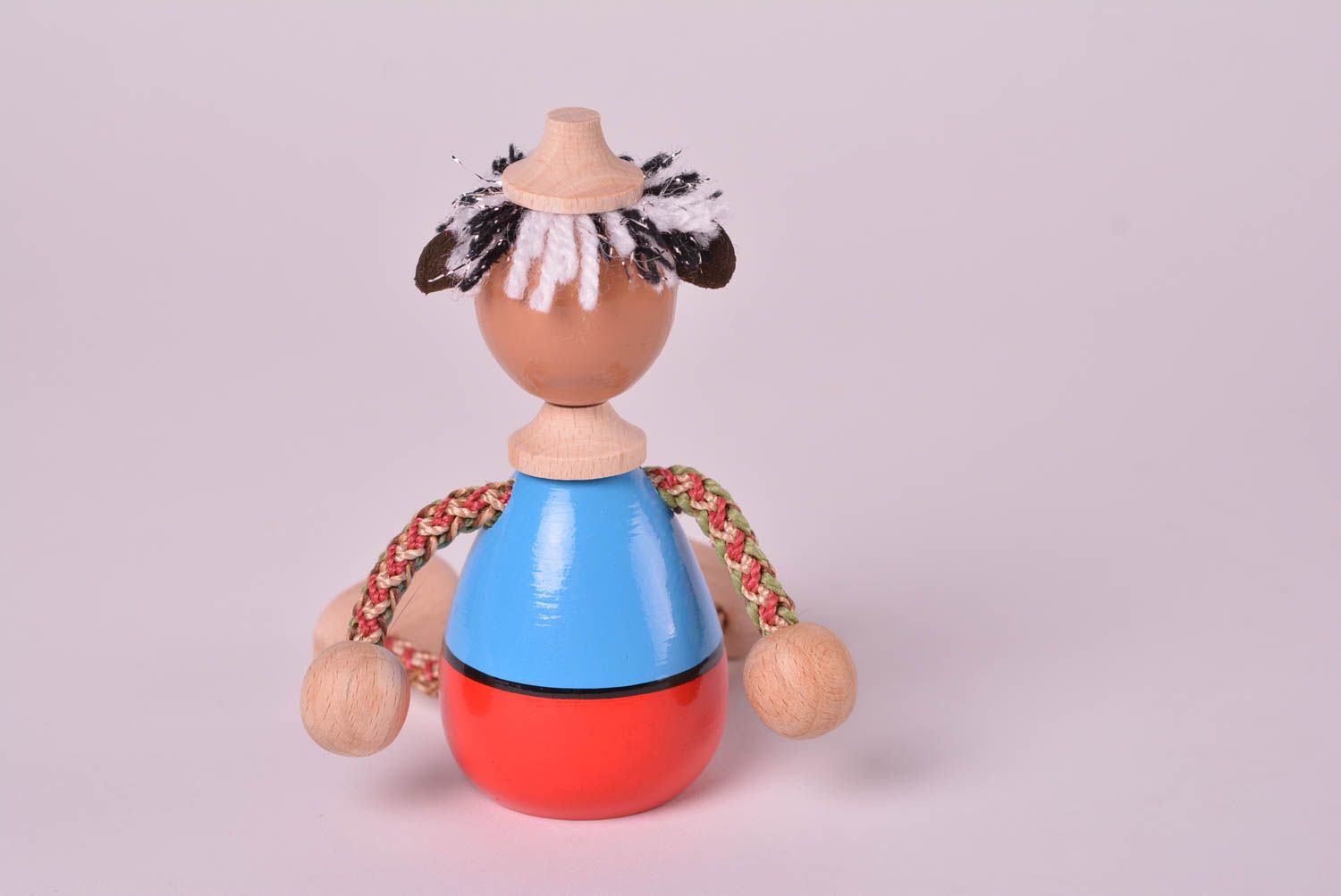 Игрушка ручной работы голубая игрушка из дерева подарок для ребенка Обезьянка фото 4