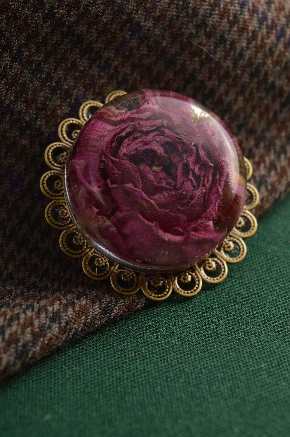 Handmade brooch pin epoxy resin flower jewelry vintage brooch gifts for women photo 1