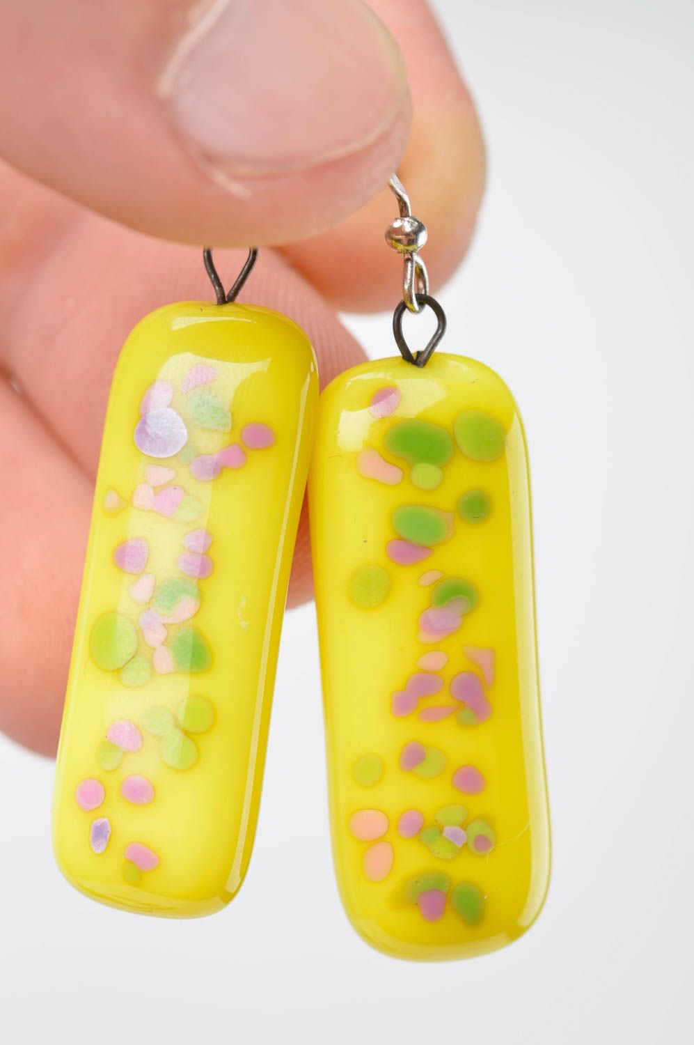 Handmade Glas Ohrringe in Gelb Designer Schmuck Accessoire für Frauen Lampwork foto 5