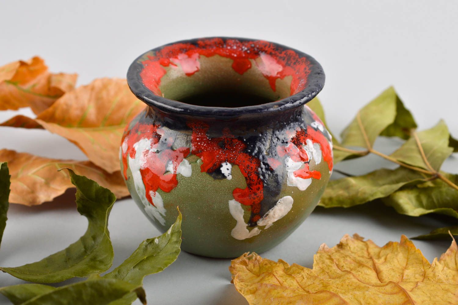 Handgemachte Keramik bunte Vase Keramik Deko Dekoration Vase 180 ml schön foto 1
