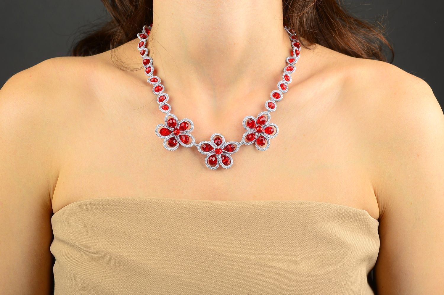 Tatting necklace handmade openwork necklace designer accessories fashion jewelry photo 2