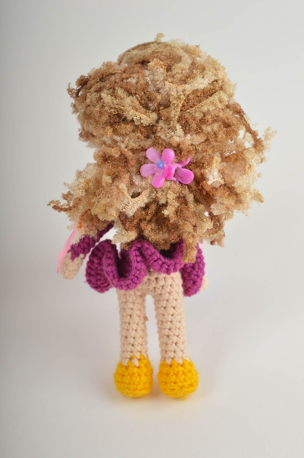 Poupée tricotée Jouet fait main fils acryliques design Cadeau pour fille photo 3