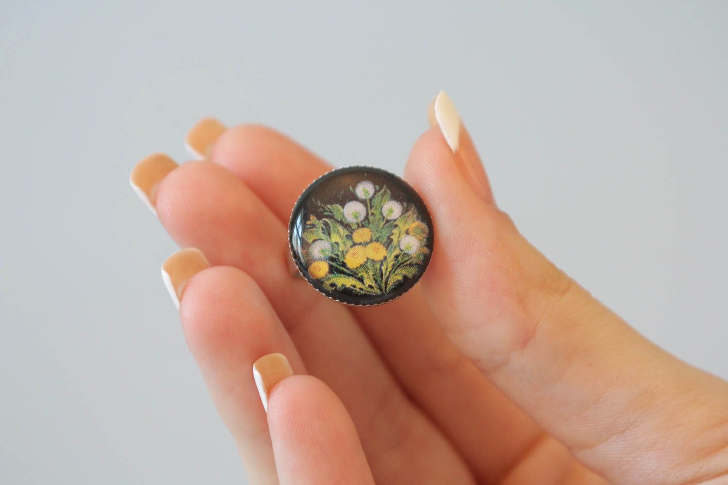 Кольцо с цветочным принтом  фото 4