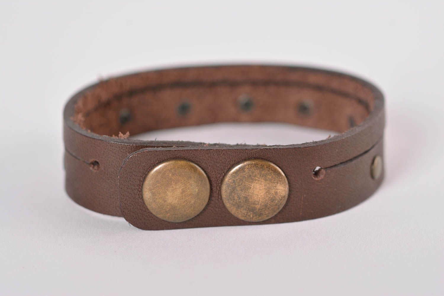 Bracelet cuir Bijou fait main ton marron simple cadeau Accessoire design photo 3