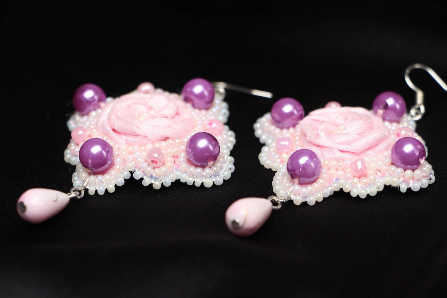 Boucles d'oreilles en perles de rocaille et perles fantaisie Premier bal  photo 3