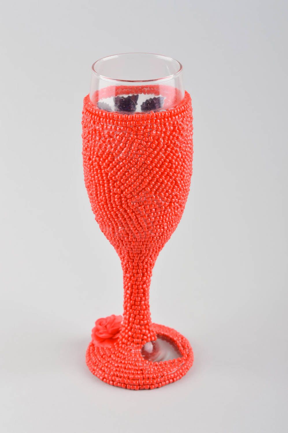 Copa de cristal hecha a mano roja con corazón detalle de boda regalo original foto 3