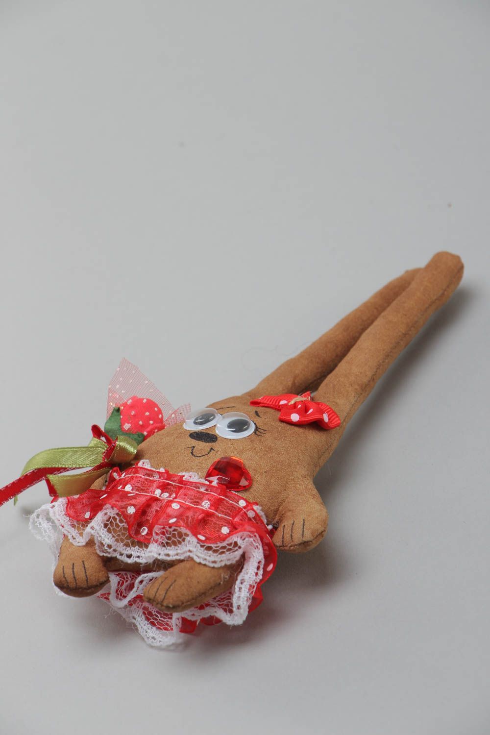 Textile handmade decorative soft toy fridge magnet cotton rabbit photo 4