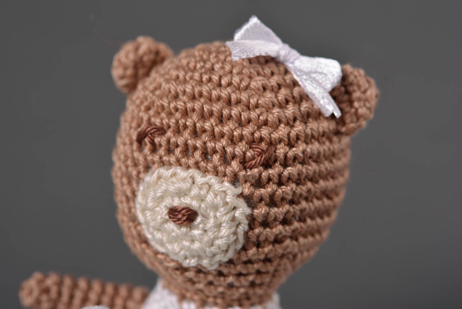Peluche singe Doudou ours fait main Jouets tricot en coton au crochet 2 pièces photo 3