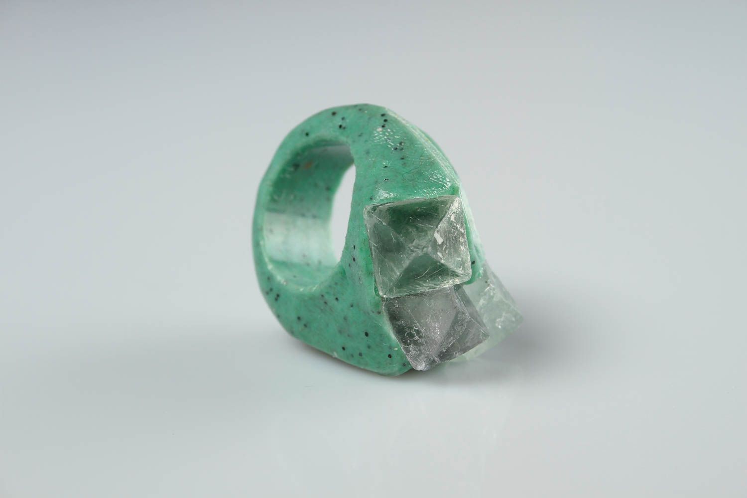 Кольцо ручной работы украшение из полимерной глины украшение кольцо модное фото 2