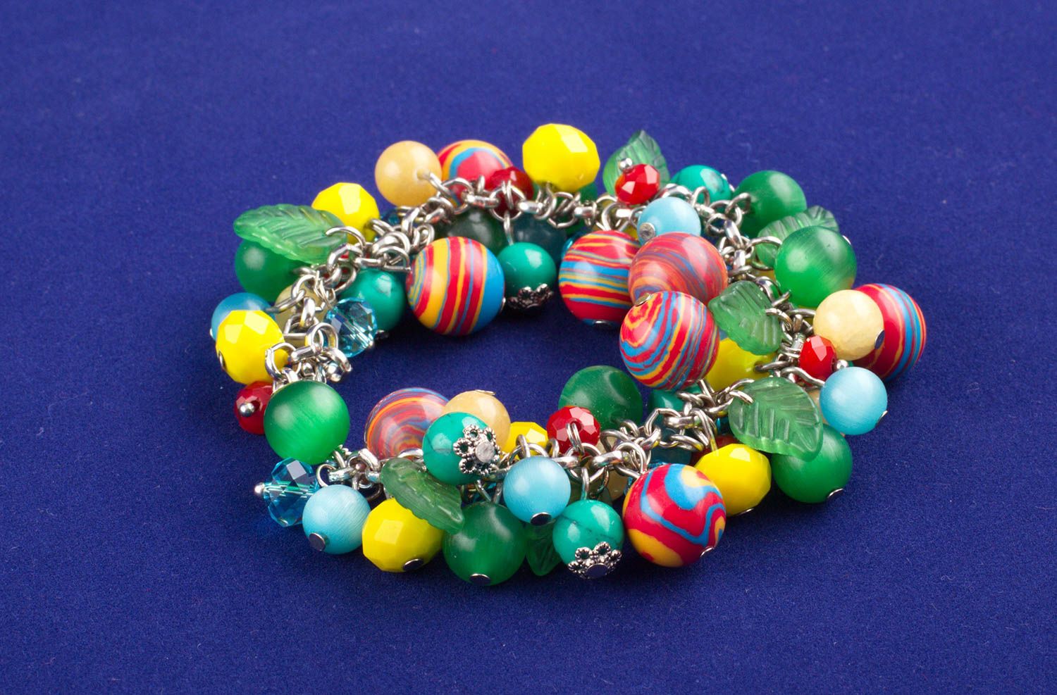 Handmade bright wrist bracelet designer bracelet with natural stone cute jewelry photo 5