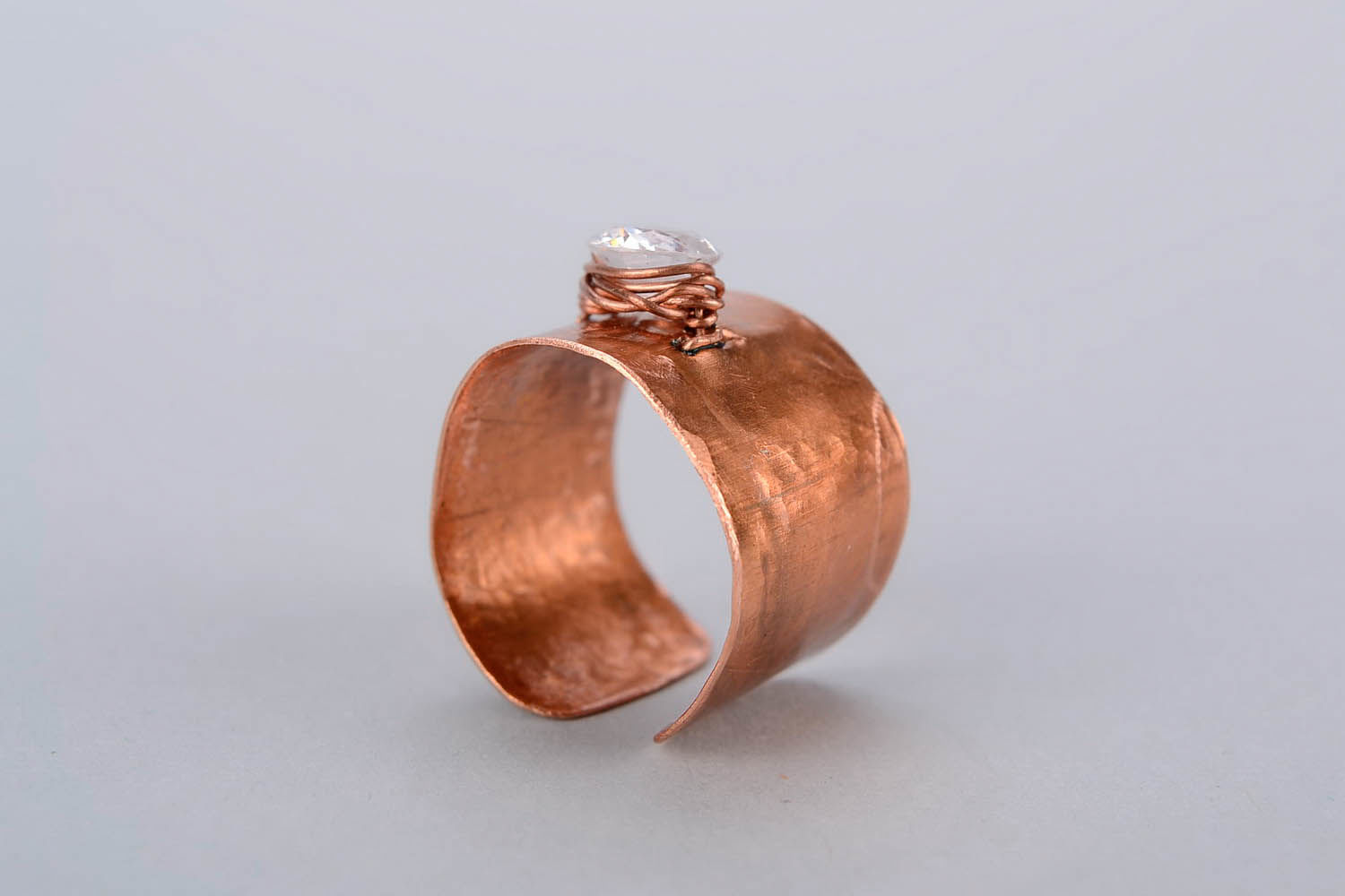 Ring aus Kupfer mit Zirkonium, wire wrap foto 2