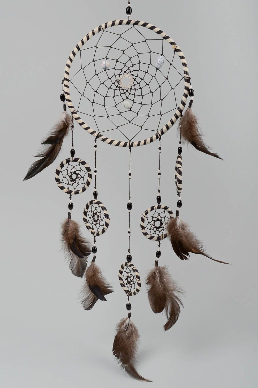 Handmade Deko zum Aufhängen Indianer Deko Geschenk Idee Traumfänger mit Federn foto 2