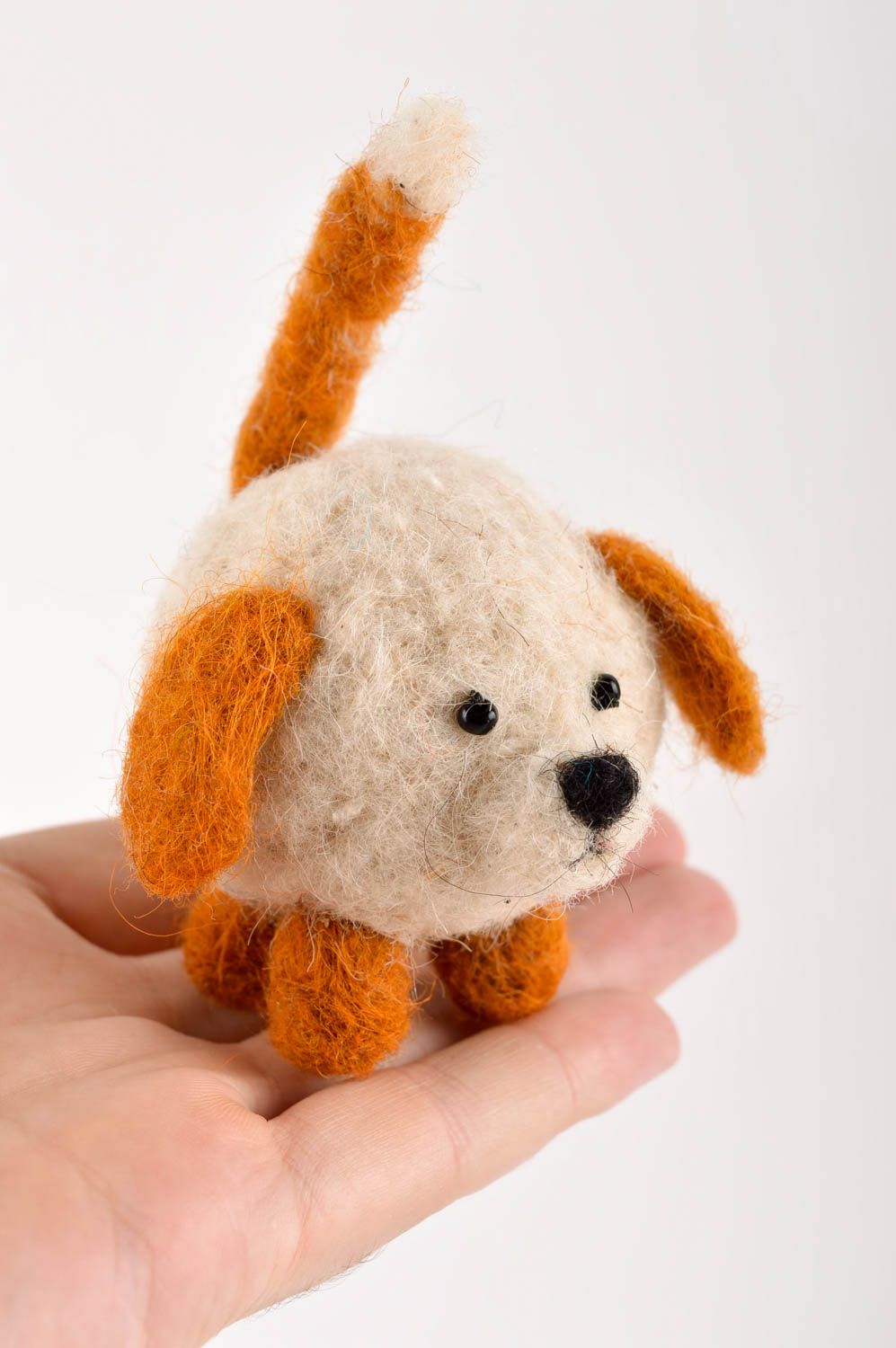 Hund Kuscheltier handmade rundes nettes Wolle Spielzeug Stoff Kuscheltier foto 5