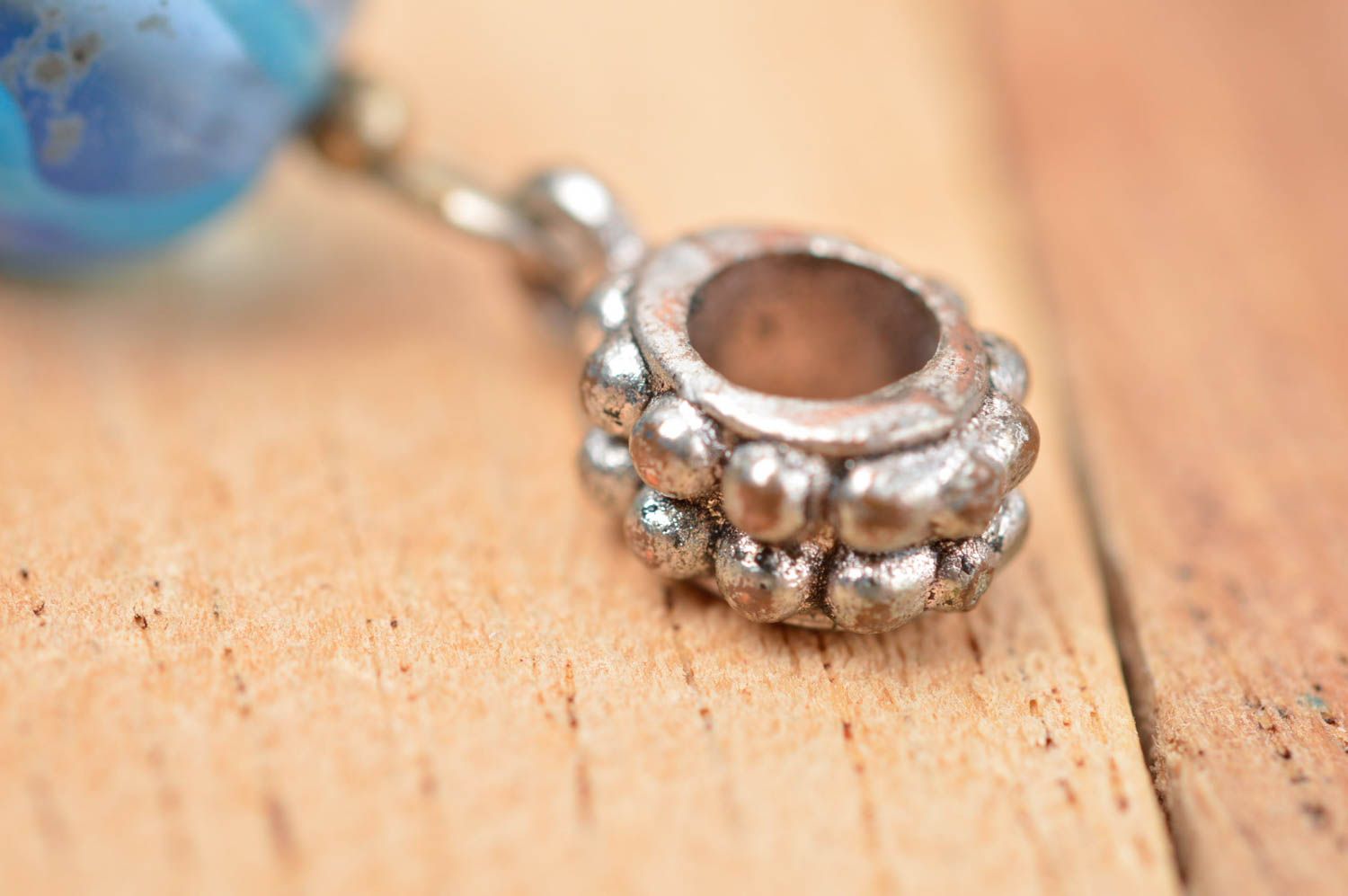 Handmade pendant women necklace glass pendant lampwork pendant blue bead photo 3
