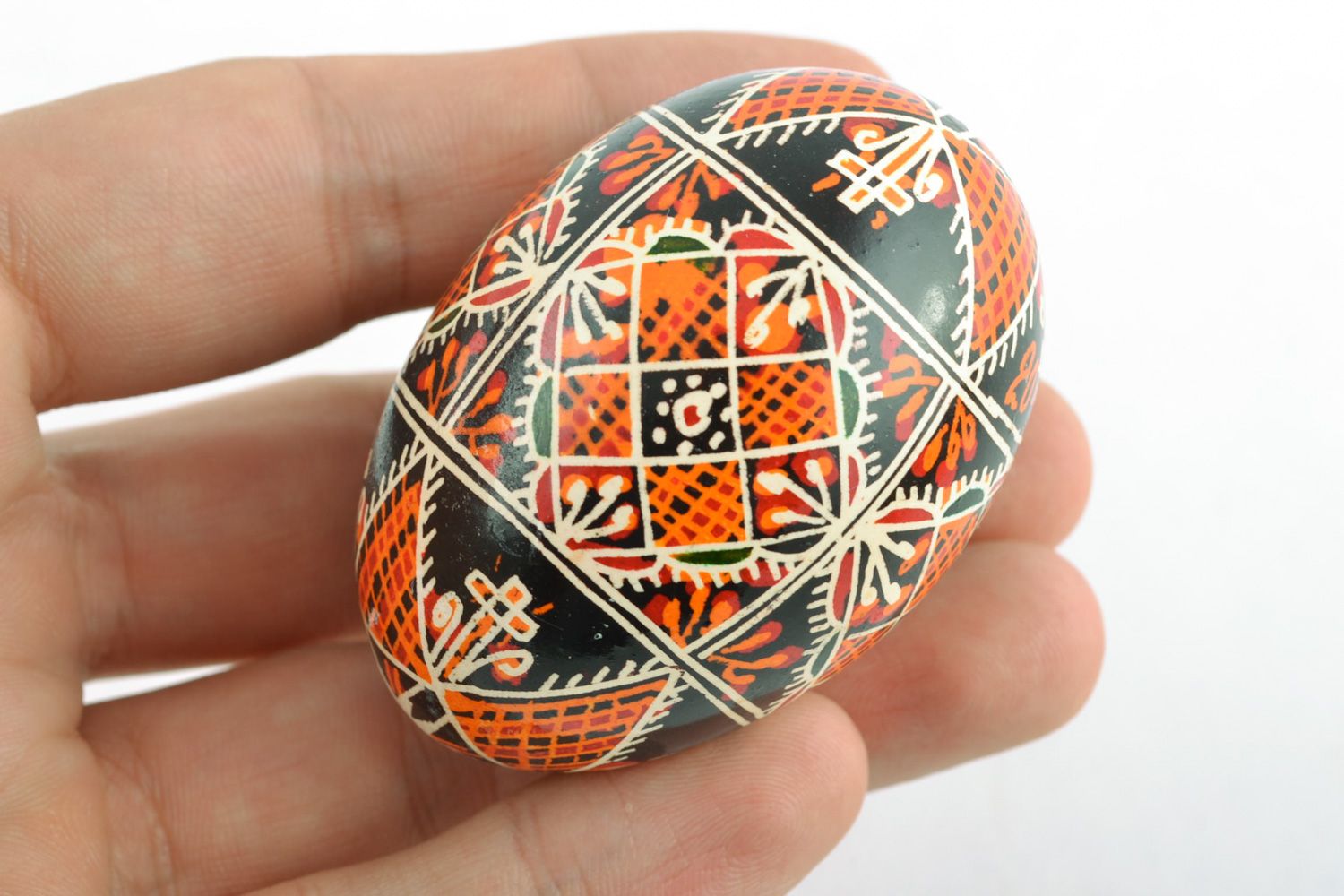 Handmade Easter egg painted with aniline dyes and hot wax for interior decoration photo 2
