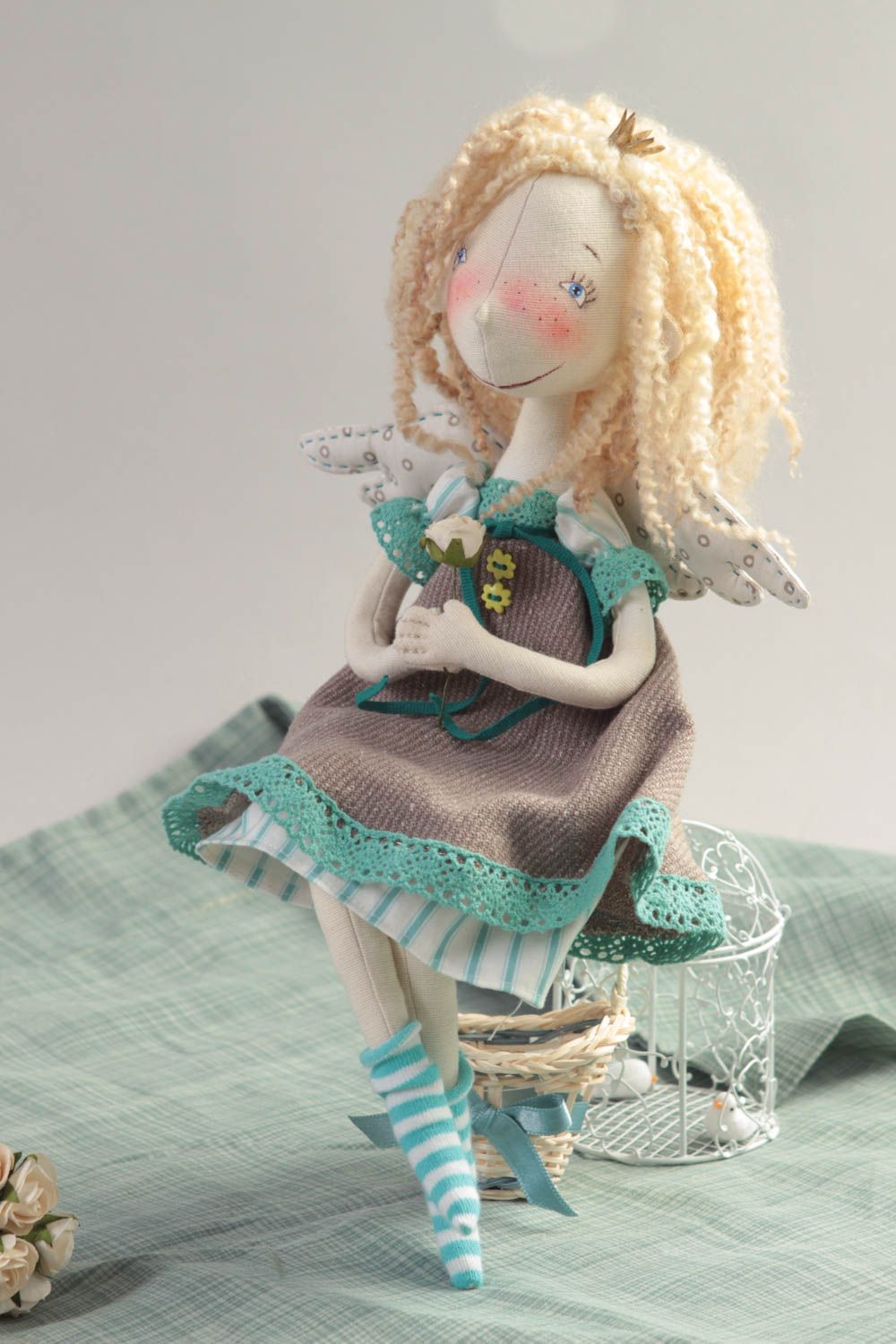 Авторская мягкая кукла каркасная Мелли для декора дома игрушка ручной работы фото 1