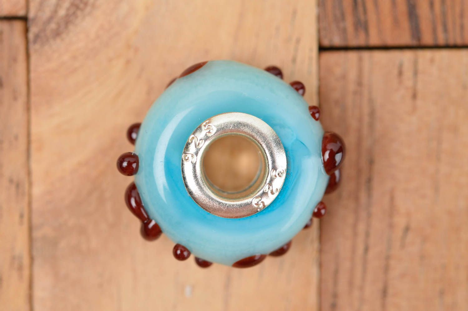 Perle bleue faite main Fourniture pour bijoux en verre Loisirs créatifs photo 3
