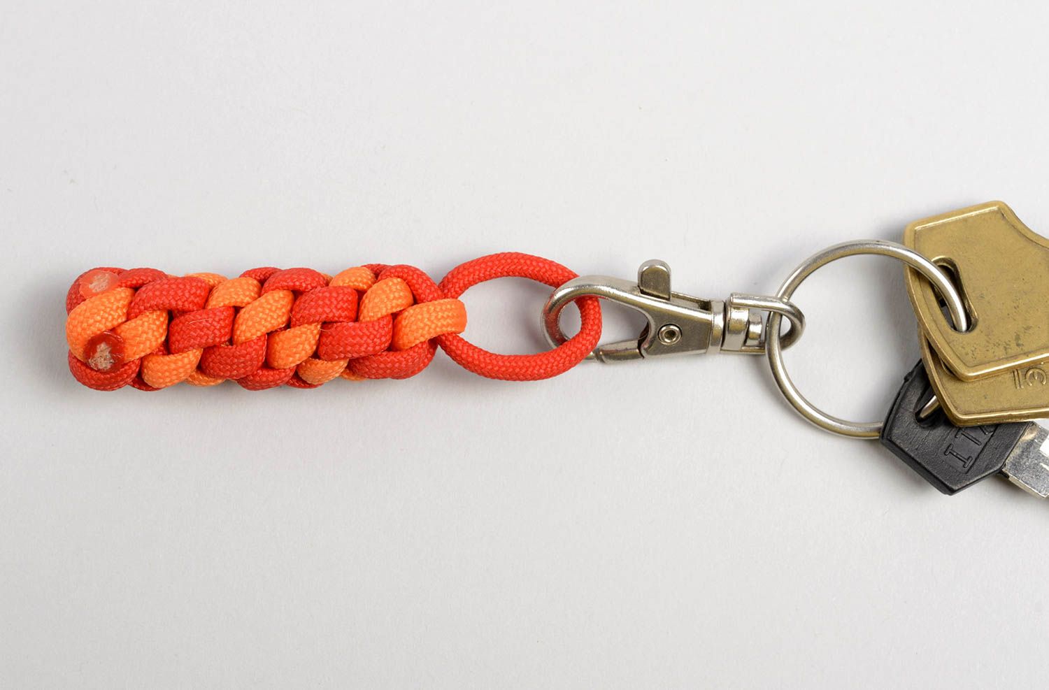 Handmade Paracord Schlüsselanhänger orange Frauen Accessoire Schlüssel Schmuck  foto 4