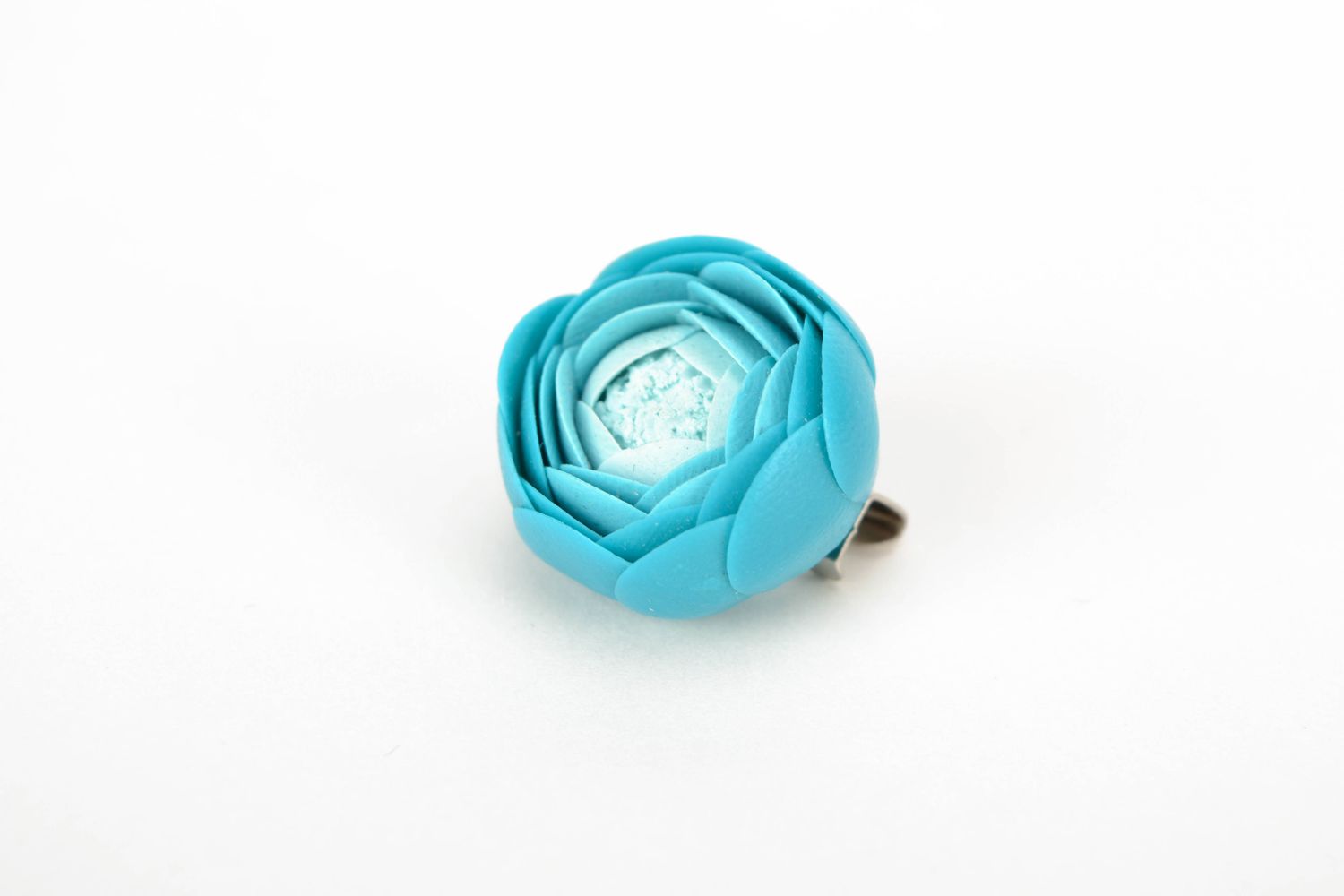 Polymer clay flower brooch Blue Rose photo 3