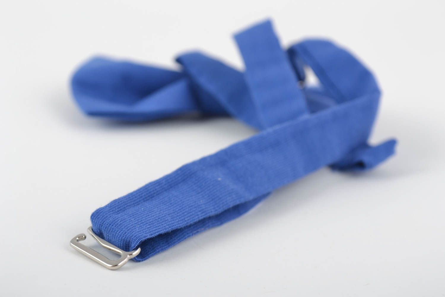 Noeud papillon bleu en tissu de coton taille ajustable accessoire fait main photo 2