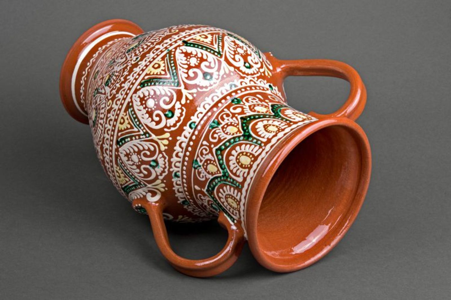 Vaso decorativo fatto a mano vaso di argilla naturale vaso con le maniglie
 foto 2