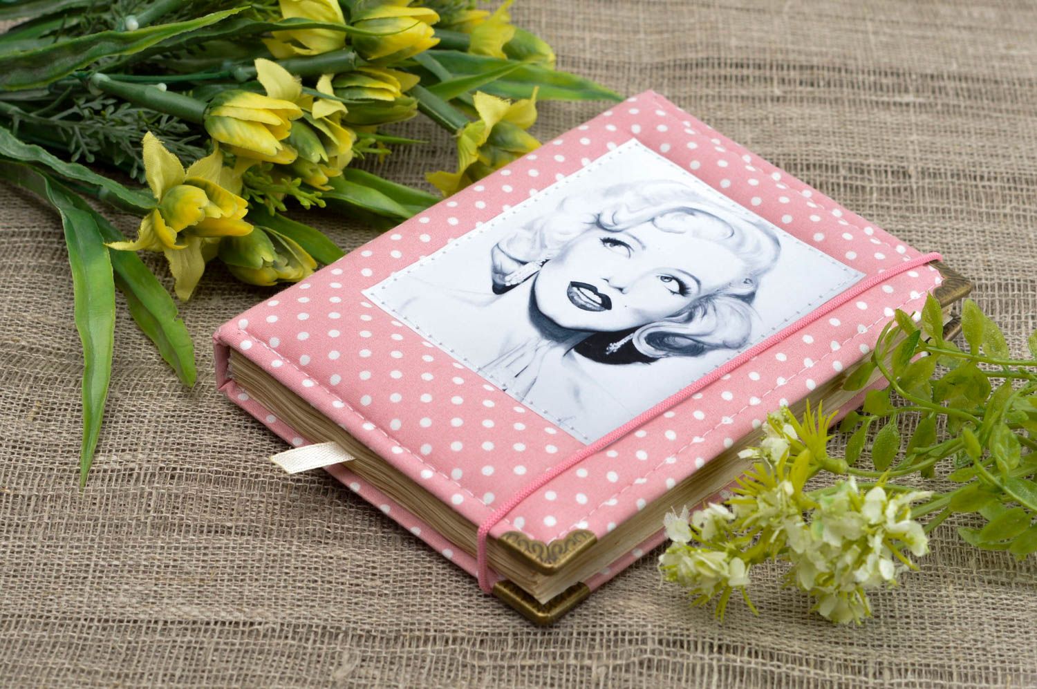 Handmade notepad with fabric cover designer notebook unusual gifts for girls photo 1