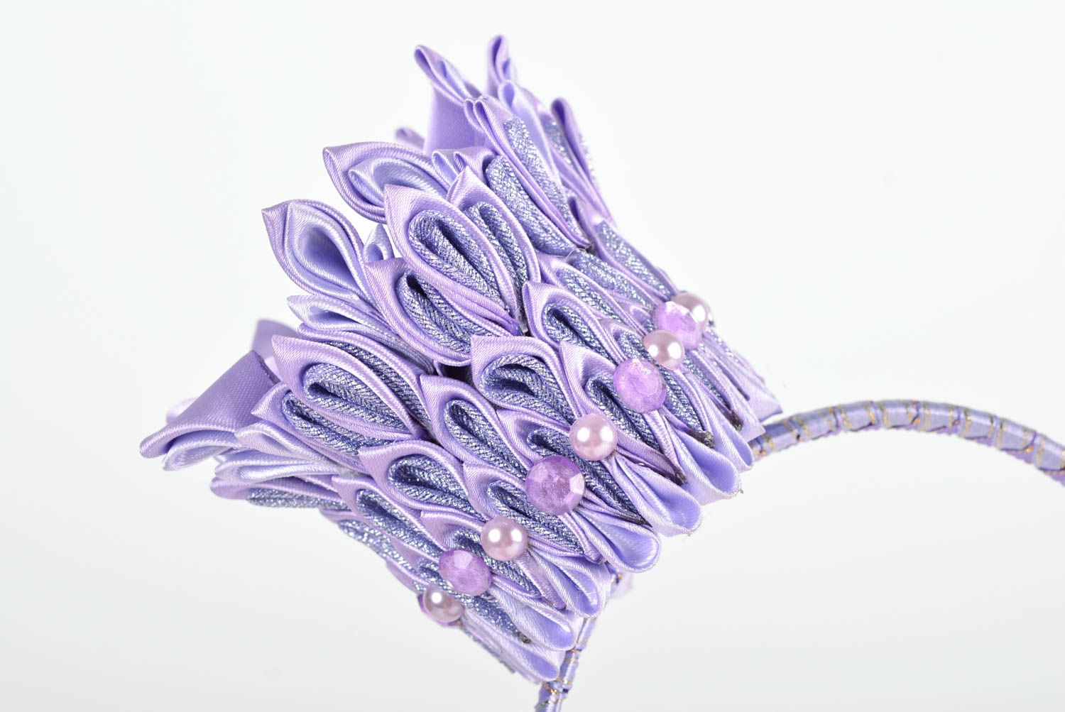 Diadema hecha a mano regalo original adorno para el pelo de goma EVA color lila foto 2