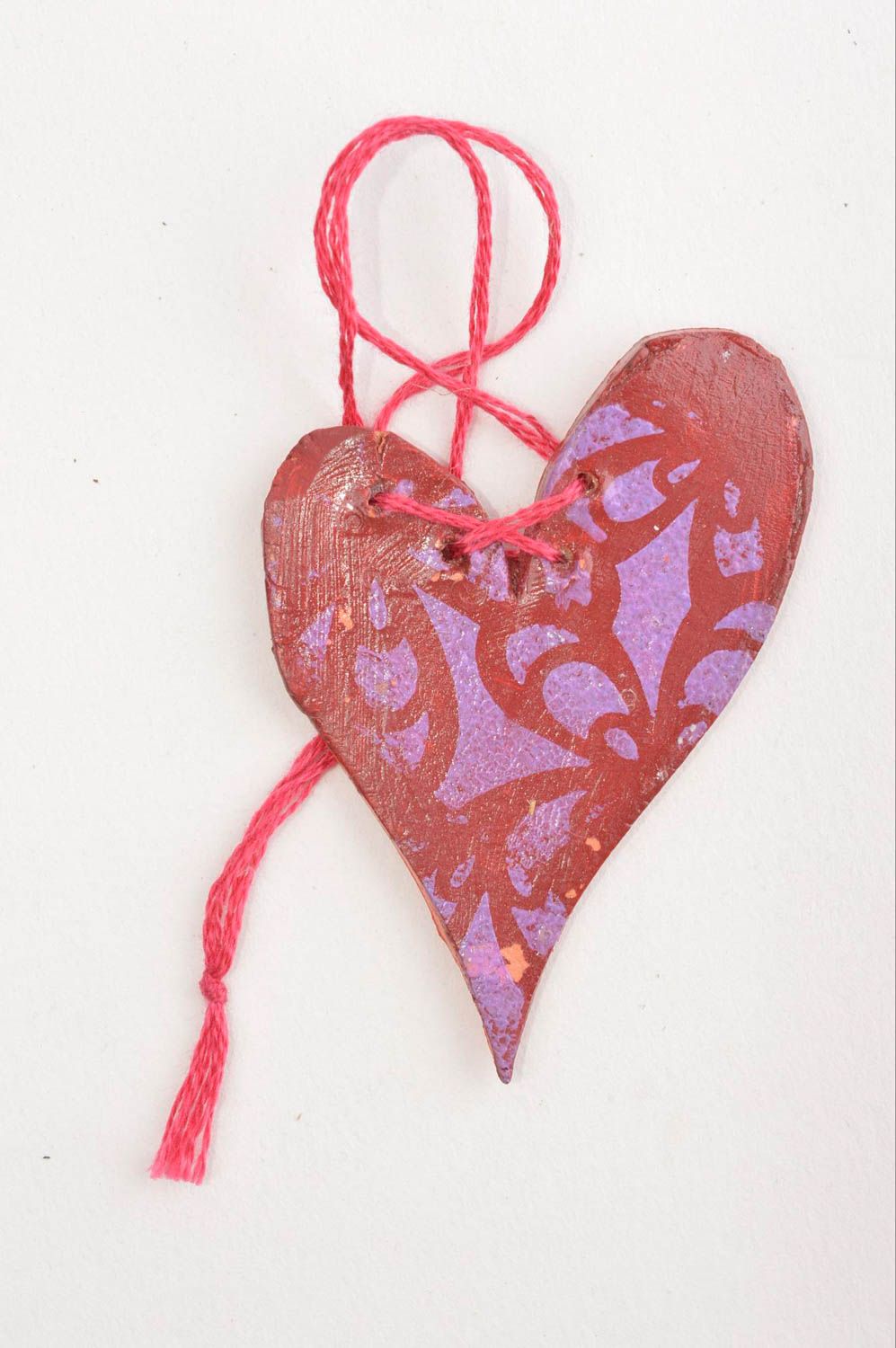 Coeur à suspendre fait main Suspension décorative céramique Objet à suspendre photo 2
