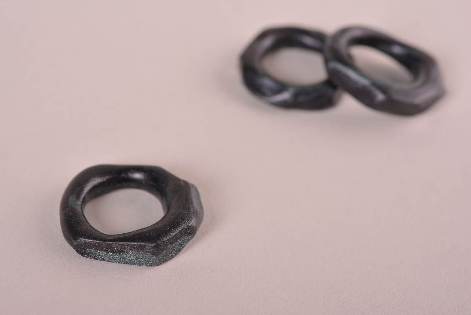 Handgefertigt Ringe Set hochwertiger Modeschmucke ausgefallene Ringe schwarz foto 1