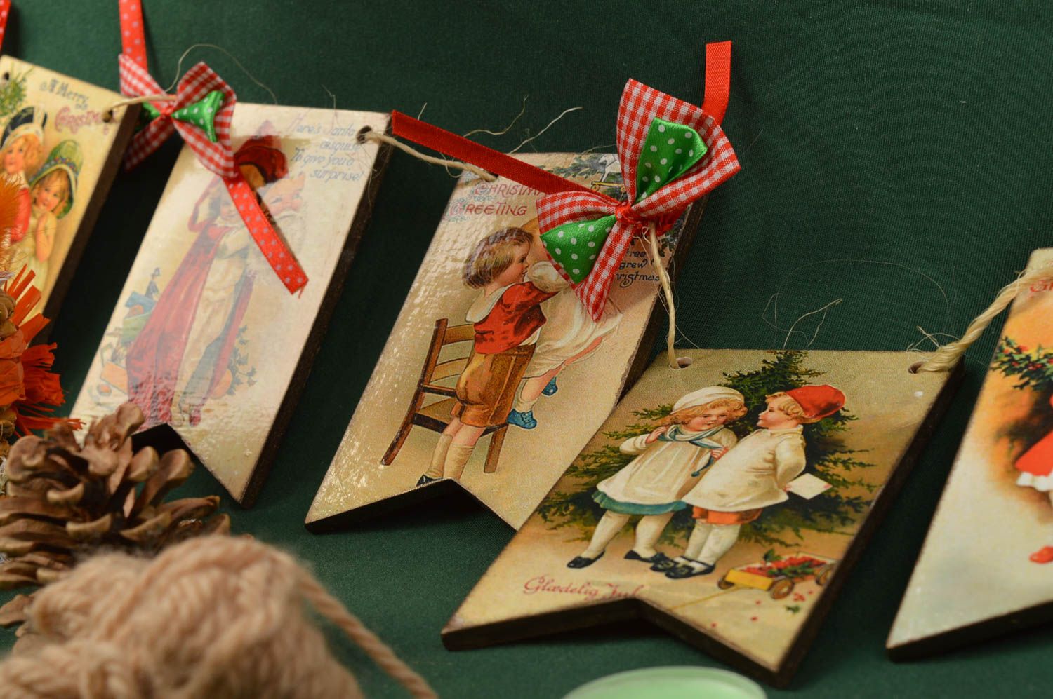 Banderines navideños hechos a mano guirnalda decorativa decoración de casa  foto 2