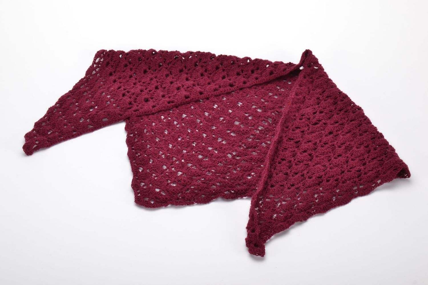 Écharpe tricotée au crochet baktus Bordeaux   photo 4