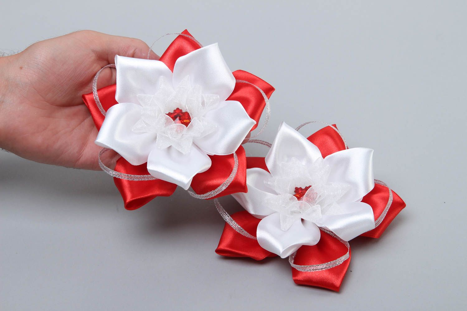 Beautiful handmade hair clips flower barrette 2 pieces trendy hair small gifts photo 5