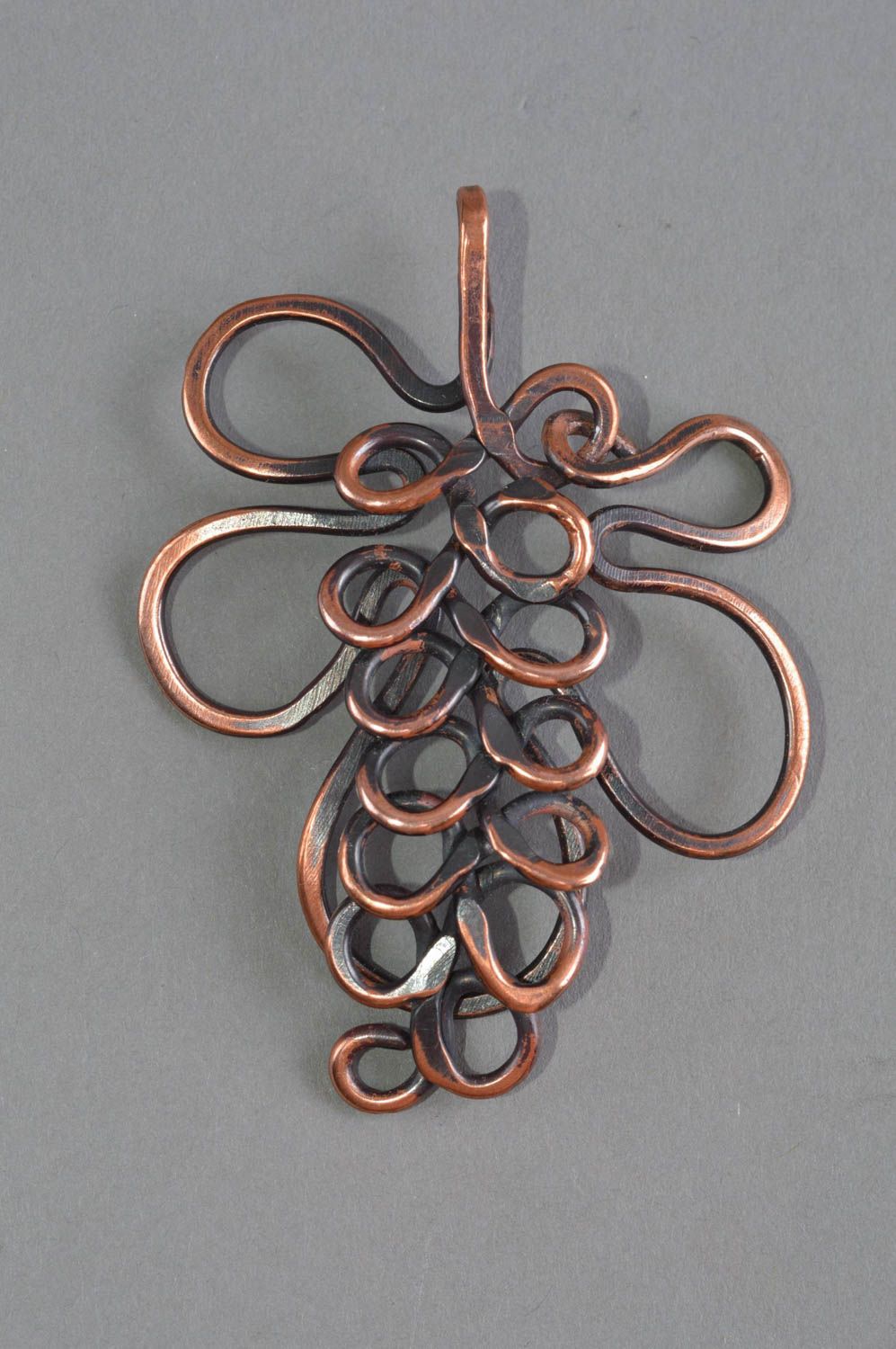 Copper handmade pendant stylish metal necklace unusual beautiful jewelry photo 2
