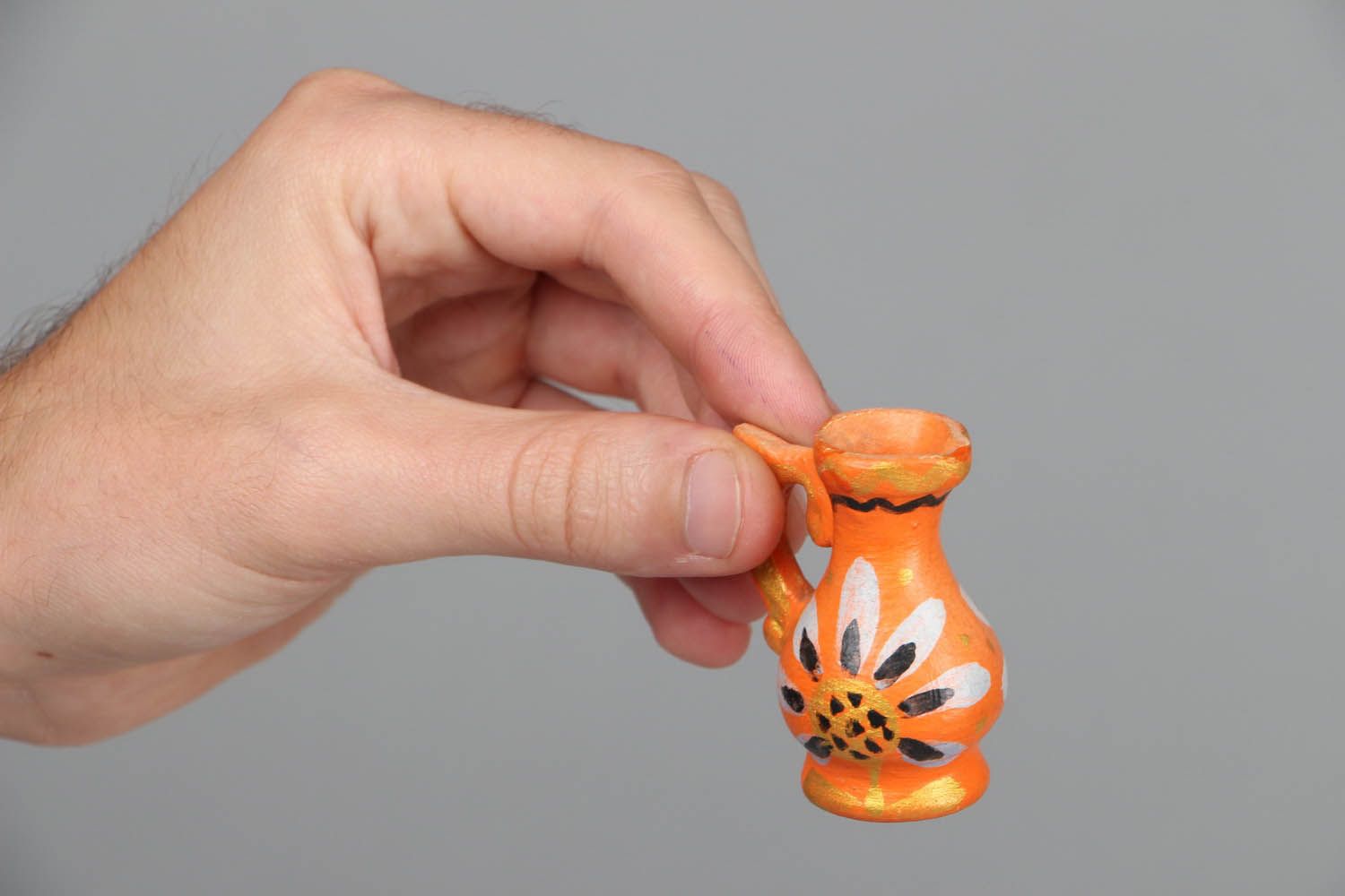 2 inches clay shelf decorative pitcher vase in orange color 0,06 lb photo 4