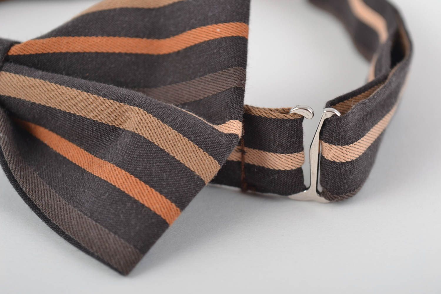 Beautiful handmade designer fabric bow tie of dark colors photo 2