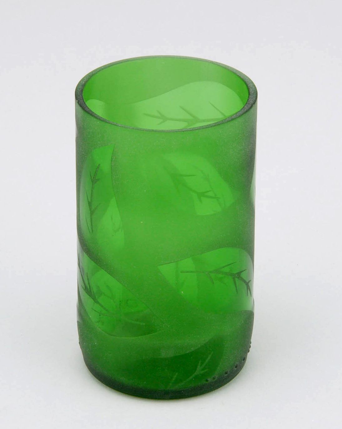 Verre vase en verre vert décoré fait main photo 2