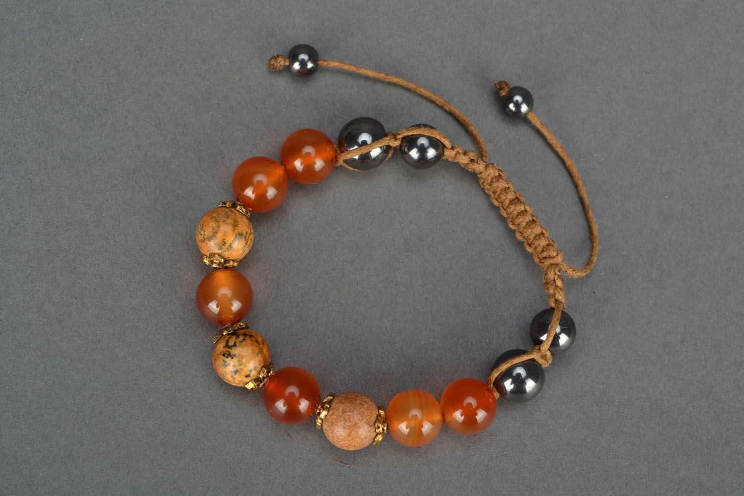 Cord bracelet with natural stones photo 2