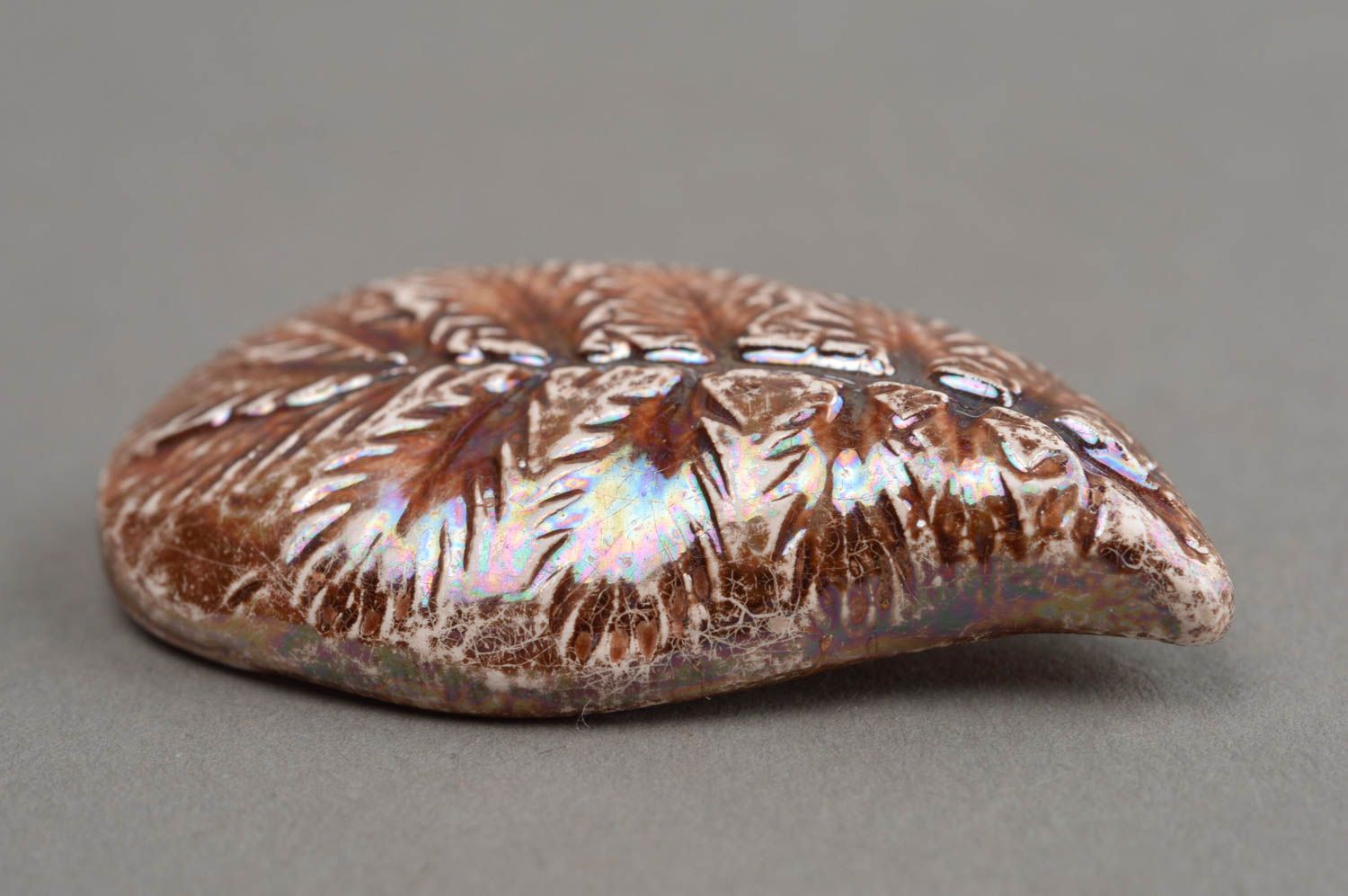 Handmade unusual brooch accessories made of clay designer festive jewelry photo 2