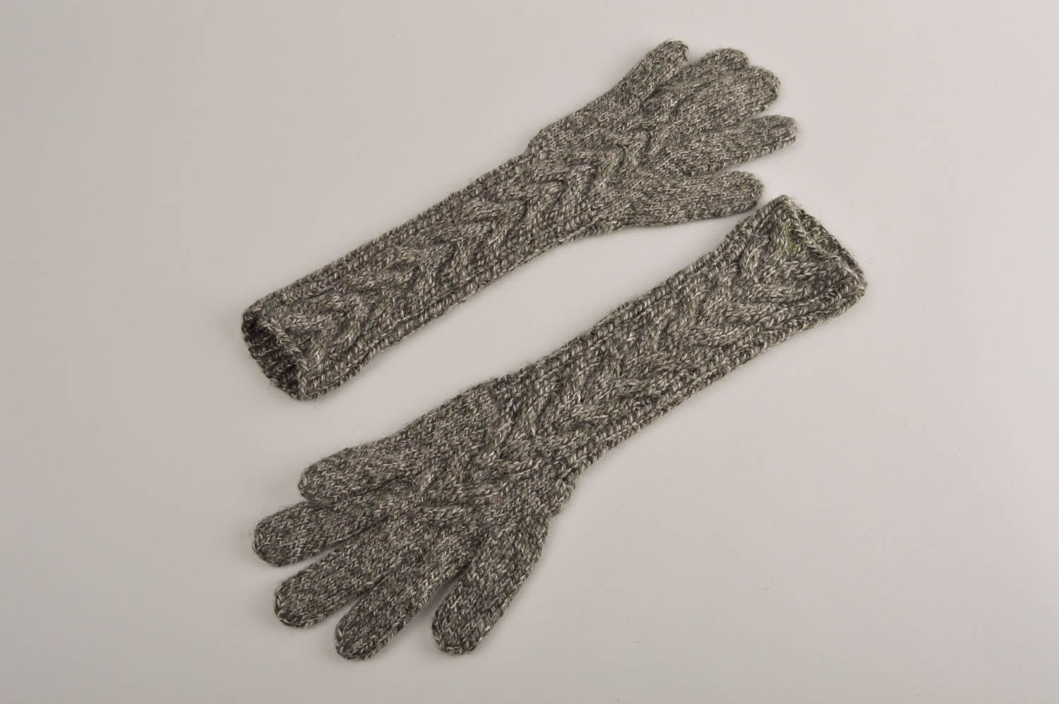 Handmade Wolle Handschuhe Accessoires für Frauen gehäkelte Handschuhe grau foto 2