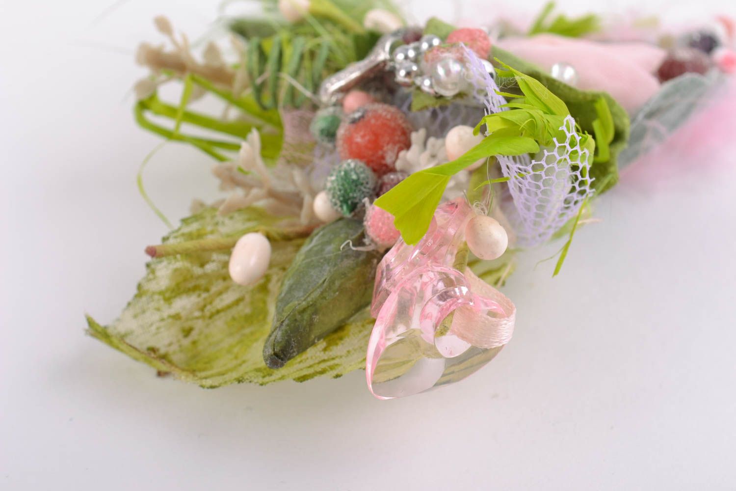 Handmade volume colorful floral decoration for DIY brooch or hair clip photo 4