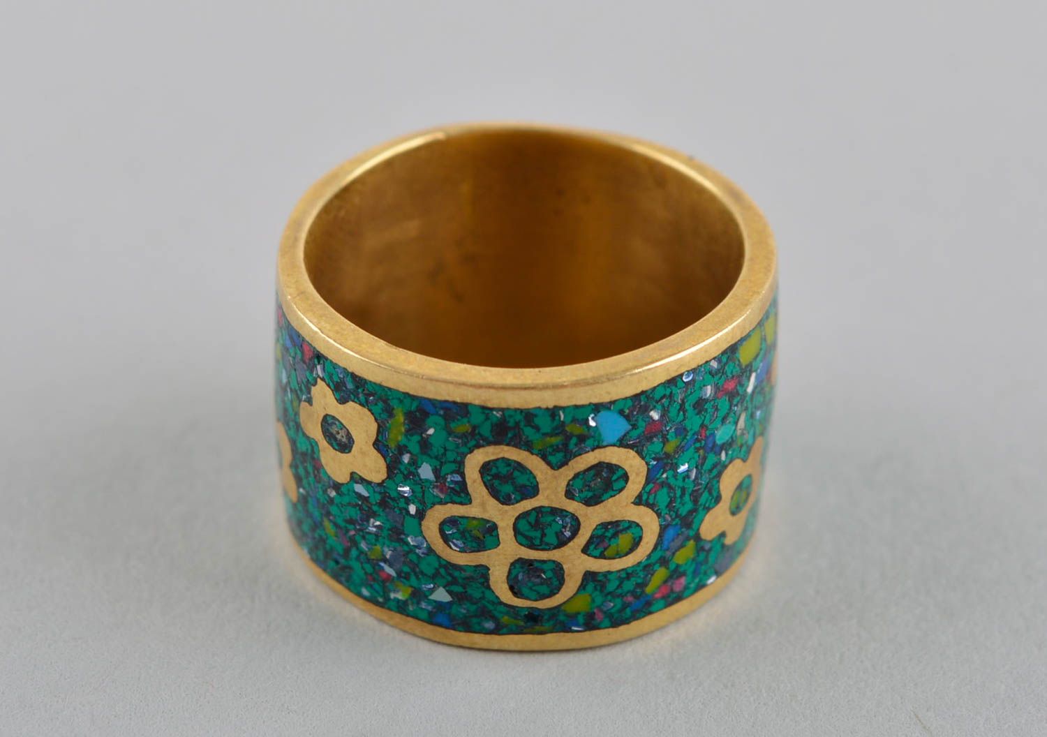 Широкое кольцо ручной работы женское кольцо латунное эксклюзивное кольцо фото 2