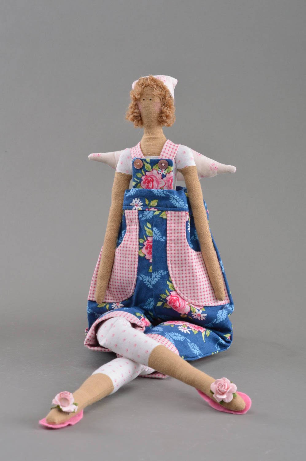 Petite poupée faite main en coton bleue originale en forme d'ange pour enfant  photo 2