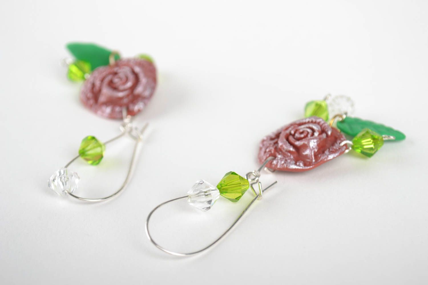 Designer earrings flower earrings polymer clay handcrafted jewelry gifts for her photo 5