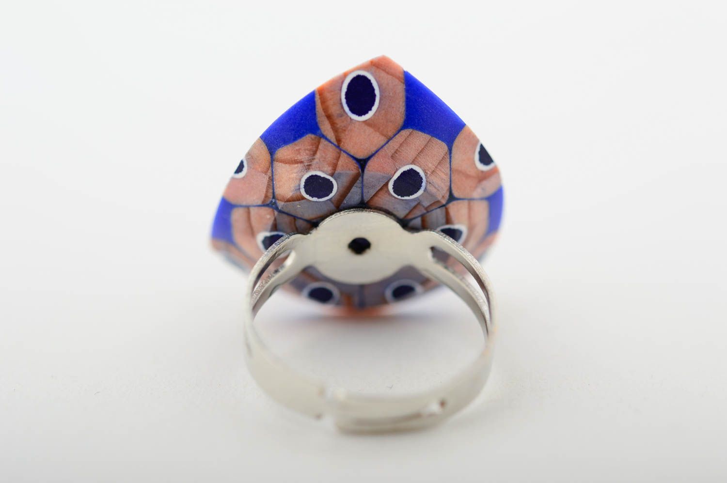 Перстень ручной работы кольцо из карандашей синее большое стильное кольцо фото 5