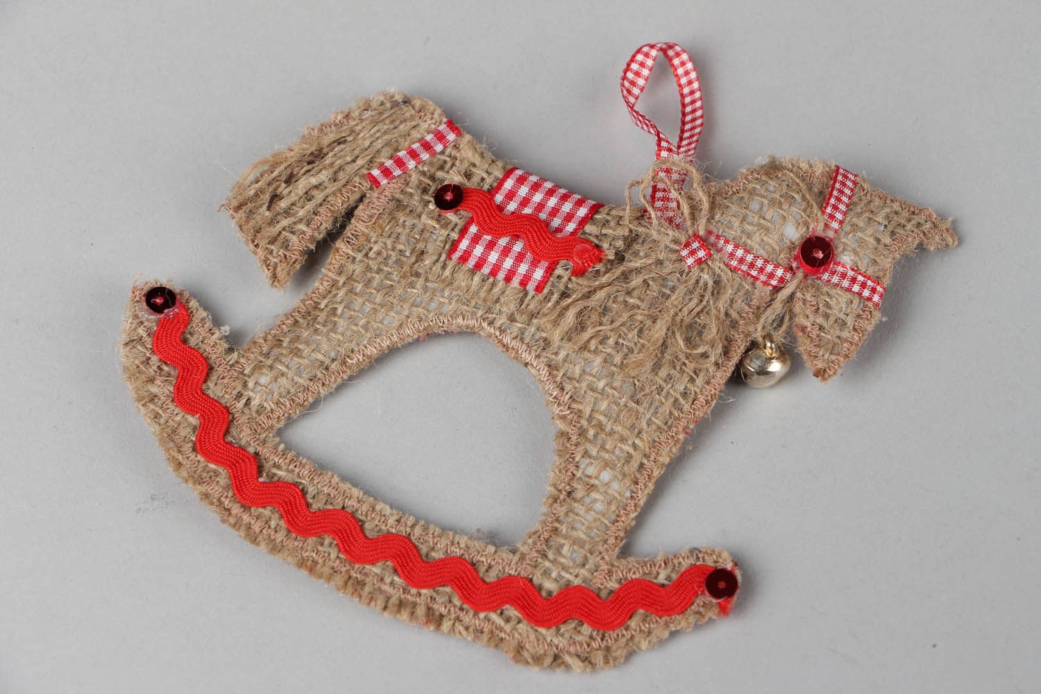 Décoration du sapin de Noël cheval en toile de sac photo 3