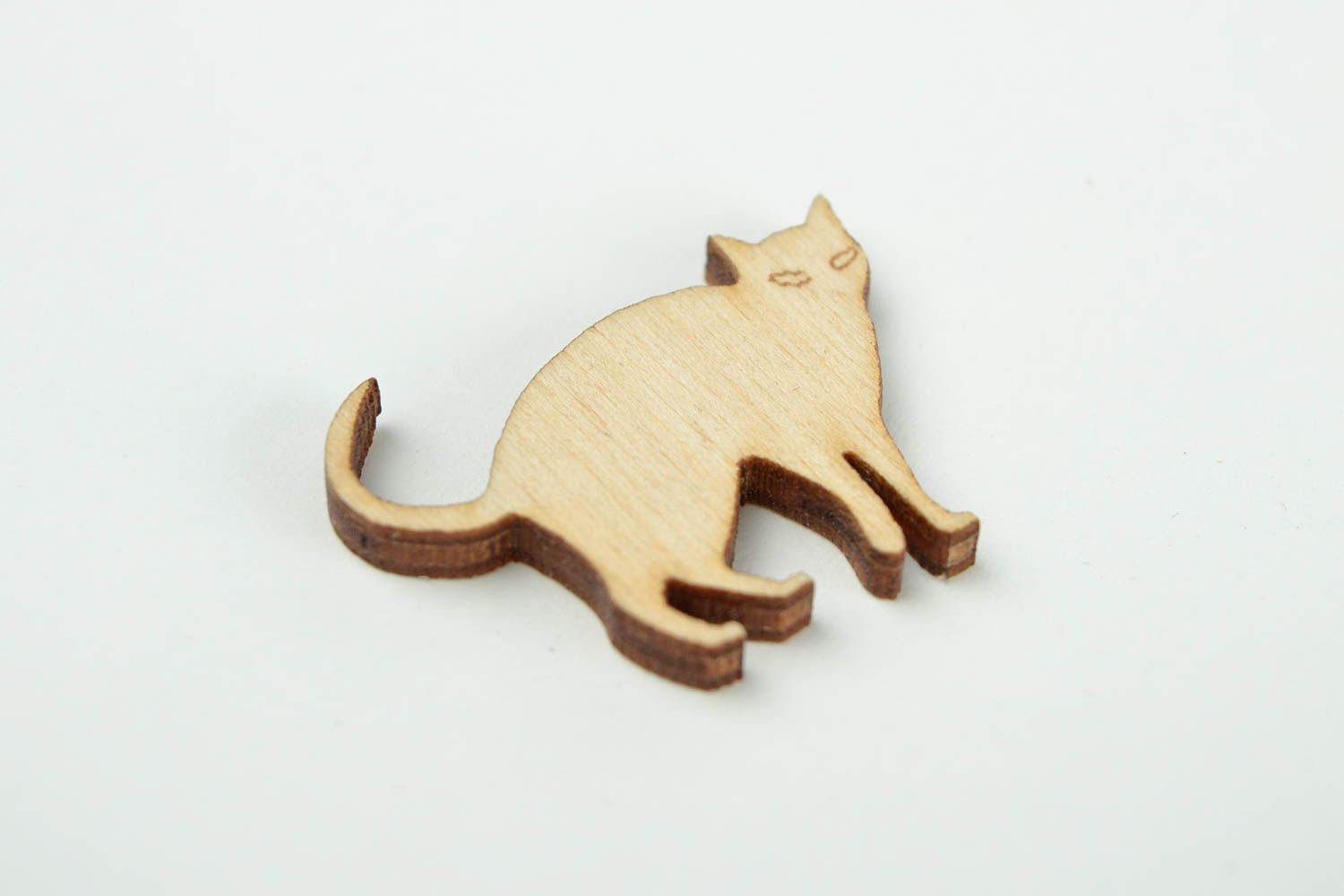Handgemachte Holzrohling zum Bemalen Miniatur Figur schlaue Katze Holz Figur foto 4